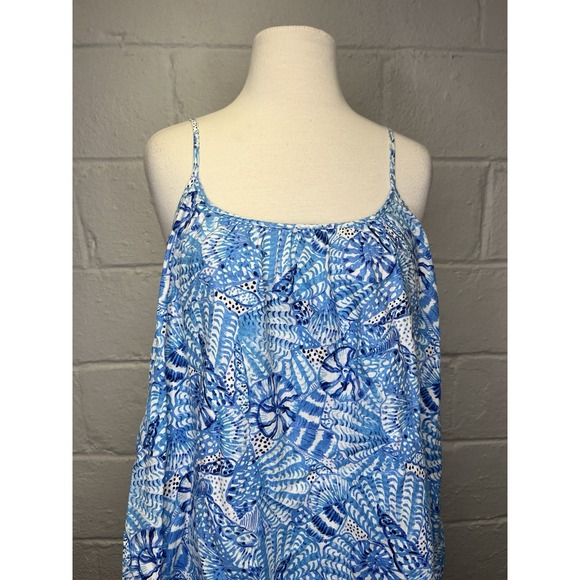 Lilly‎ Pulitzer Jayden Linen Dress Large Amafi Blue by the Seashore Resort Beach - Picture 3 of 11